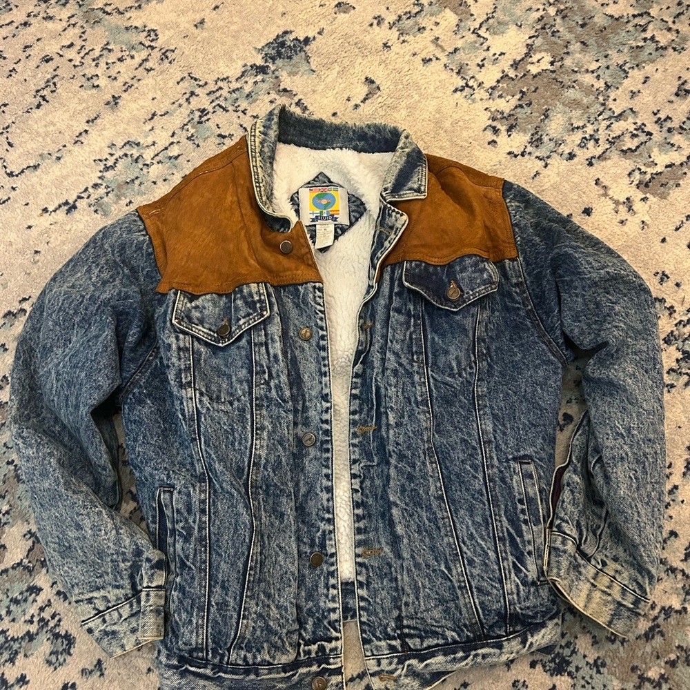 Denim Jacket with Brown Accents